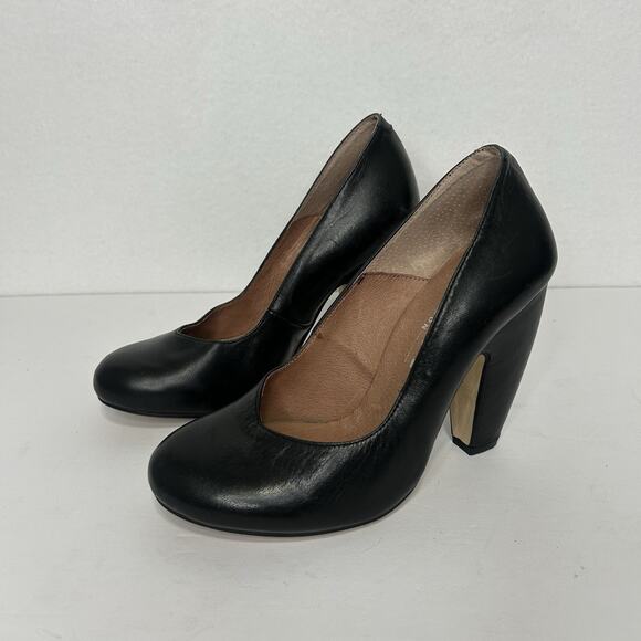 OFFICE London Black Leather Heel Pumps Size 37 - Picture 1 of 10